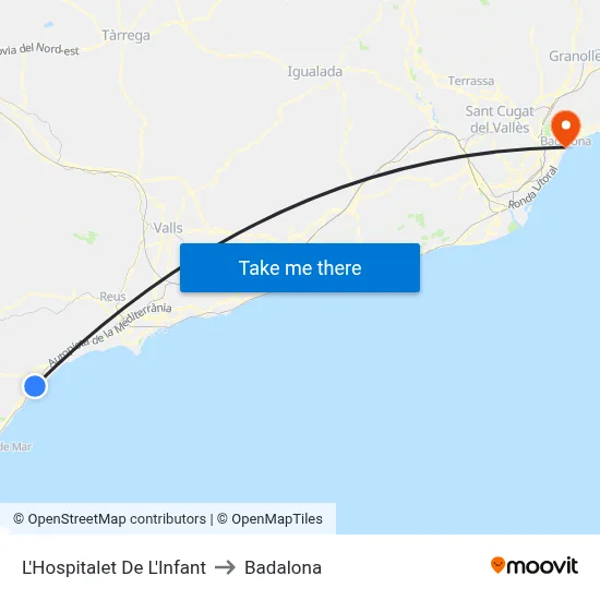 L'Hospitalet De L'Infant to Badalona map
