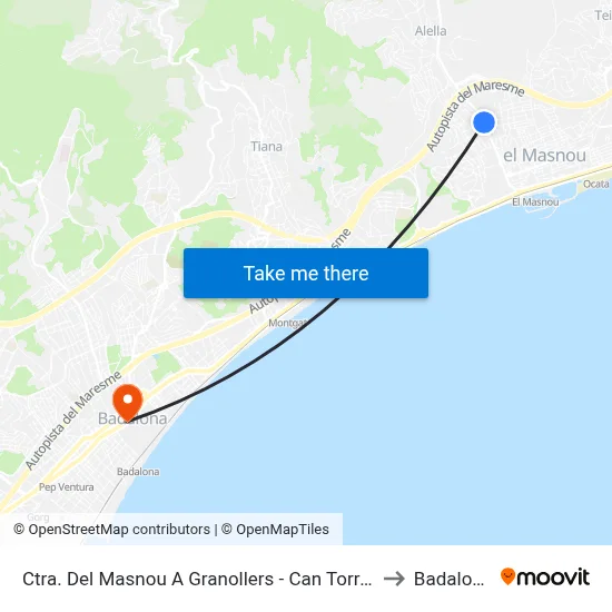 Ctra. Del Masnou A Granollers - Can Torras to Badalona map