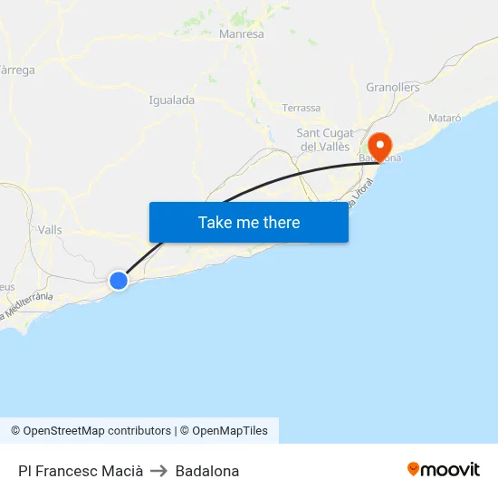 Pl Francesc Macià to Badalona map