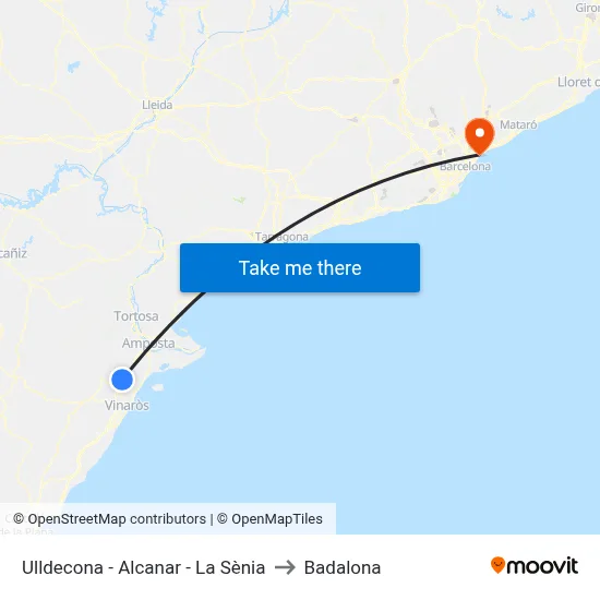 Ulldecona - Alcanar - La Sènia to Badalona map