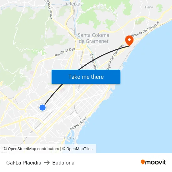 Gal·La Placídia to Badalona map