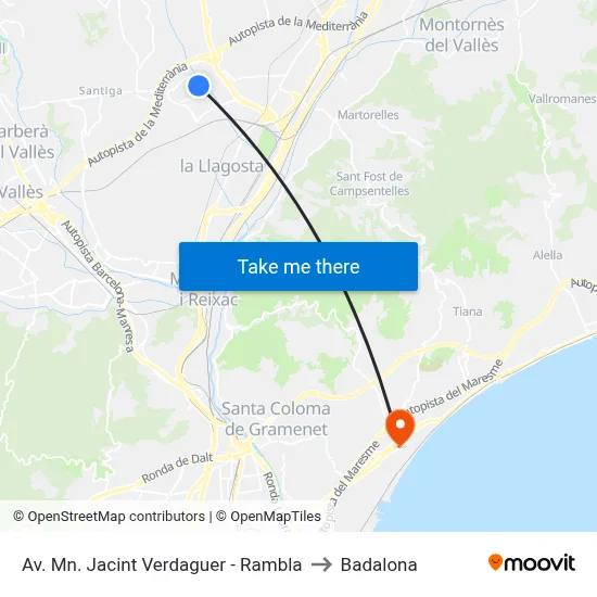 Av. Mn. Jacint Verdaguer - Rambla to Badalona map
