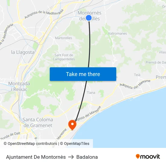Ajuntament De Montornès to Badalona map