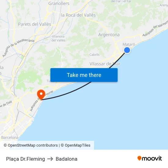 Plaça Dr.Fleming to Badalona map
