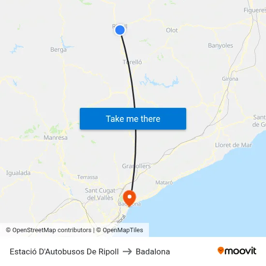 Estació D'Autobusos De Ripoll to Badalona map