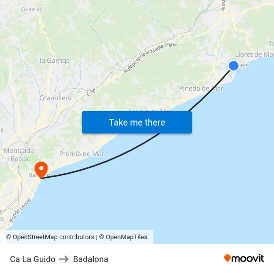 Ca La Guido to Badalona map
