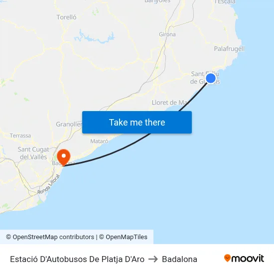 Estació D'Autobusos De Platja D'Aro to Badalona map