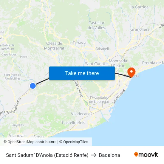 Estació Rodalies Sant Sadurní to Badalona map