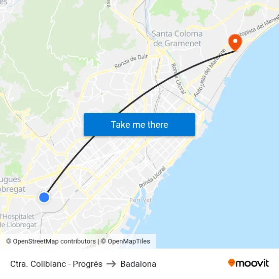 Ctra. Collblanc - Progrés to Badalona map