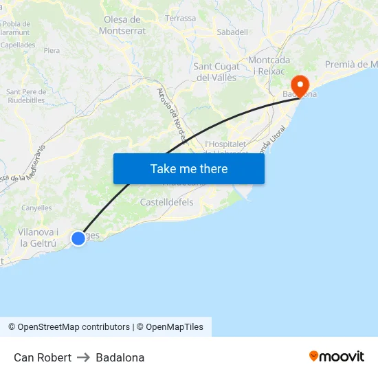 Can Robert to Badalona map