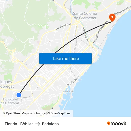 Florida - Bòbiles to Badalona map