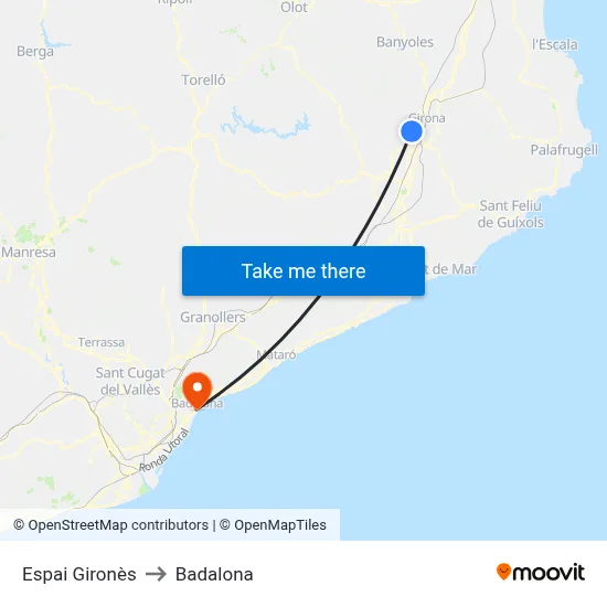 Espai Gironès to Badalona map