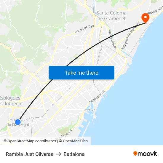 Rambla Just Oliveras to Badalona map