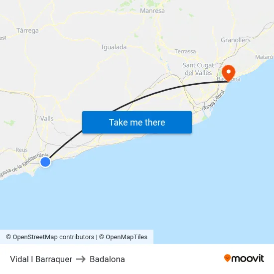 Vidal I Barraquer to Badalona map