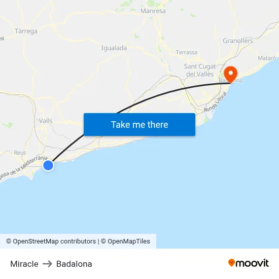 Miracle to Badalona map