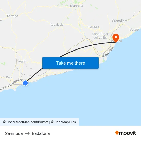 Savinosa to Badalona map