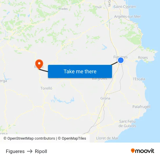 Figueres to Ripoll map