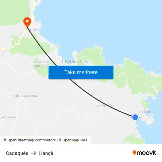 Cadaqués to Llançà map