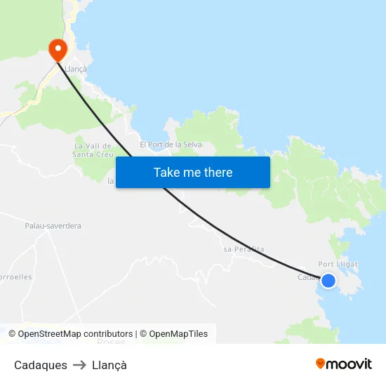 Cadaques to Llançà map