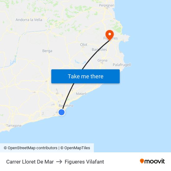 Carrer Lloret De Mar to Figueres Vilafant map