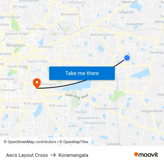 Aecs Layout Cross to Koramangala map