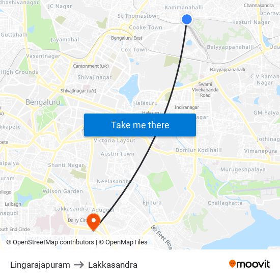 Lingarajapuram to Lakkasandra map