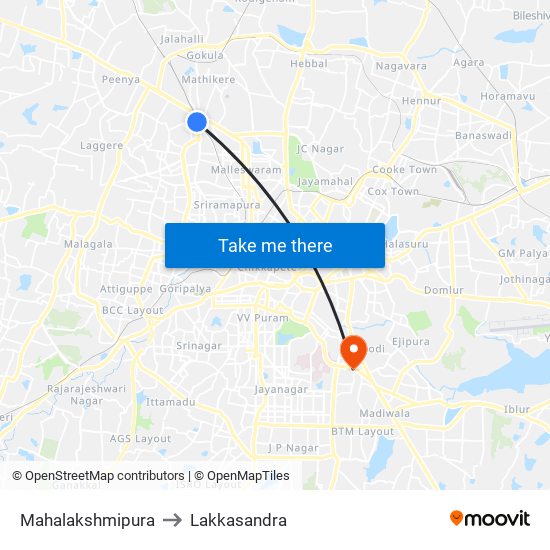 Mahalakshmipura to Lakkasandra map