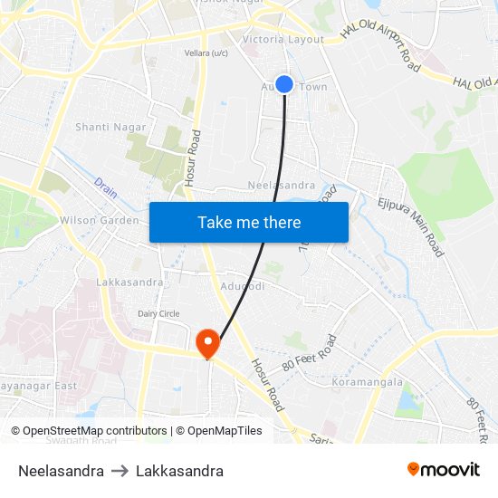 Neelasandra to Lakkasandra map