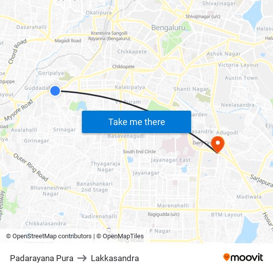 Padarayana Pura to Lakkasandra map