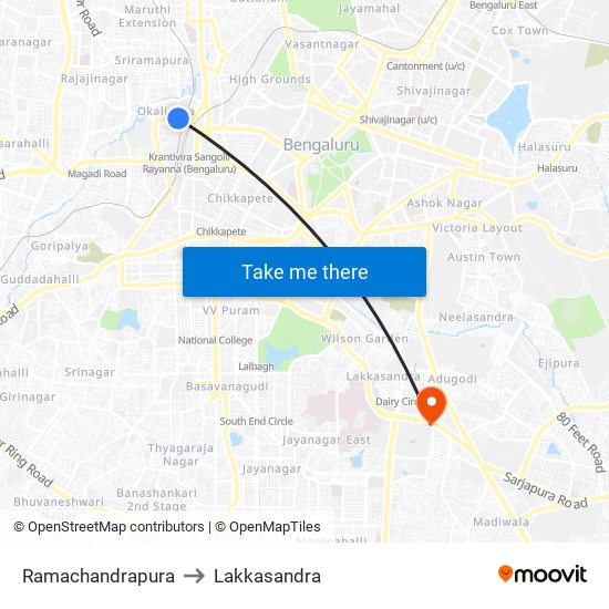 Ramachandrapura to Lakkasandra map