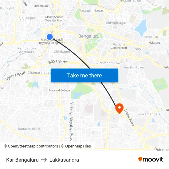 Ksr Bengaluru to Lakkasandra map