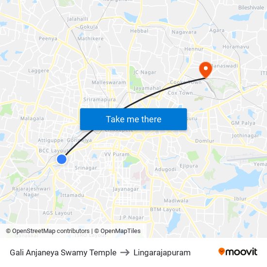 Gali Anjaneya Swamy Temple to Lingarajapuram map