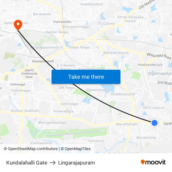 Kundalahalli Gate to Lingarajapuram map