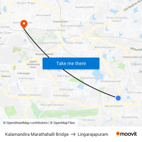 Kalamandira  Marathahalli Bridge to Lingarajapuram map