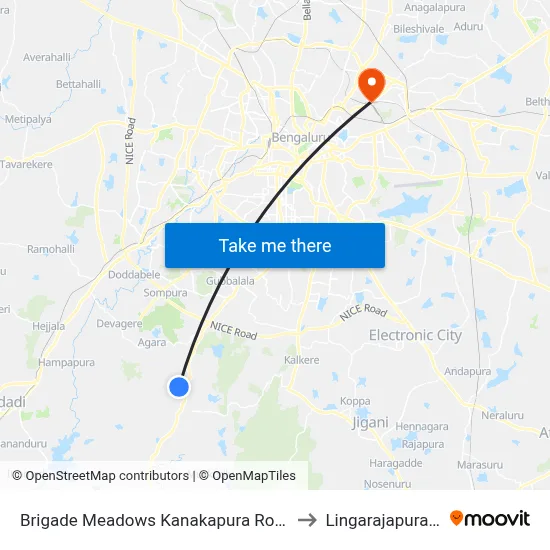 Brigade Meadows Kanakapura Road to Lingarajapuram map