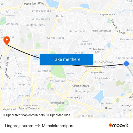 Lingarajapuram to Mahalakshmipura map