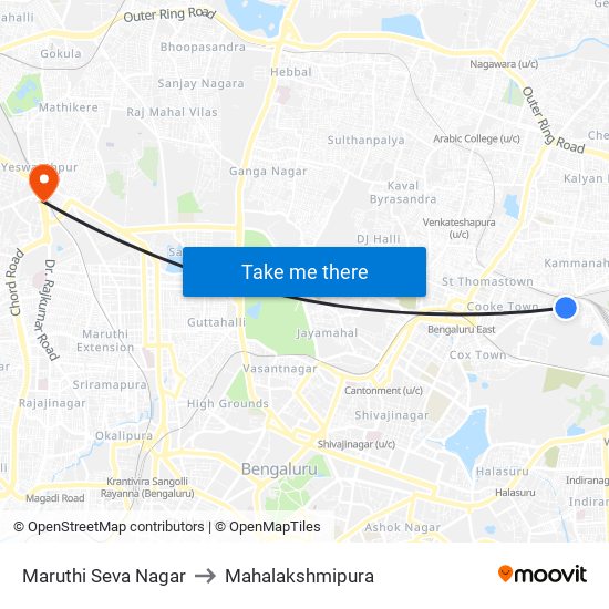 Maruthi Seva Nagar to Mahalakshmipura map