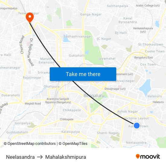 Neelasandra to Mahalakshmipura map