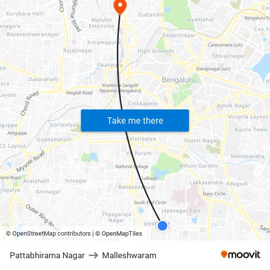 Pattabhirama Nagar to Malleshwaram map