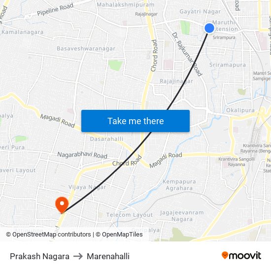 Prakash Nagara to Marenahalli map