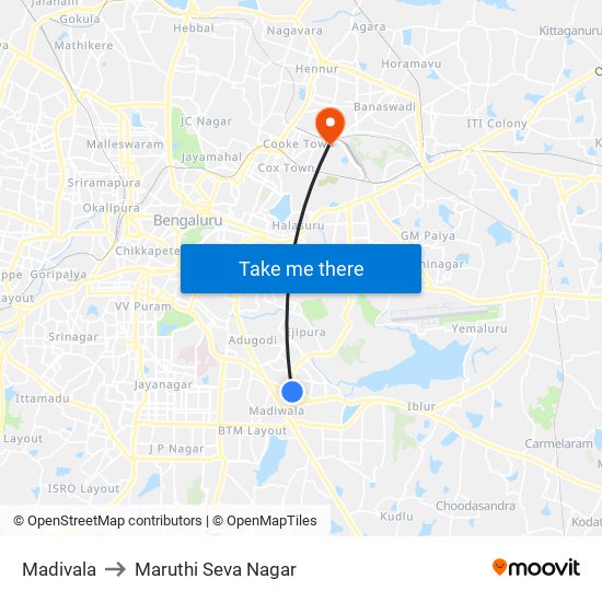 Madivala to Maruthi Seva Nagar map