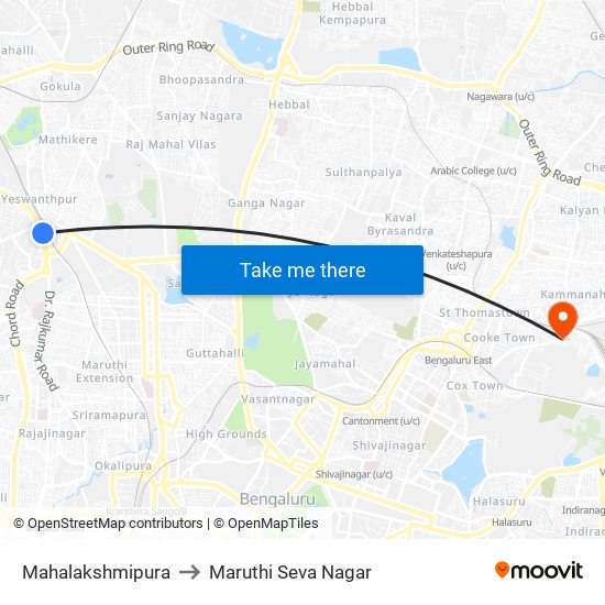 Mahalakshmipura to Maruthi Seva Nagar map