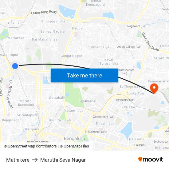 Mathikere to Maruthi Seva Nagar map