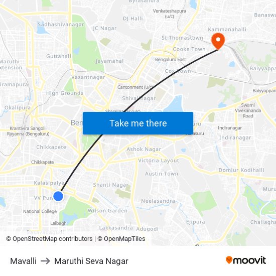 Mavalli to Maruthi Seva Nagar map