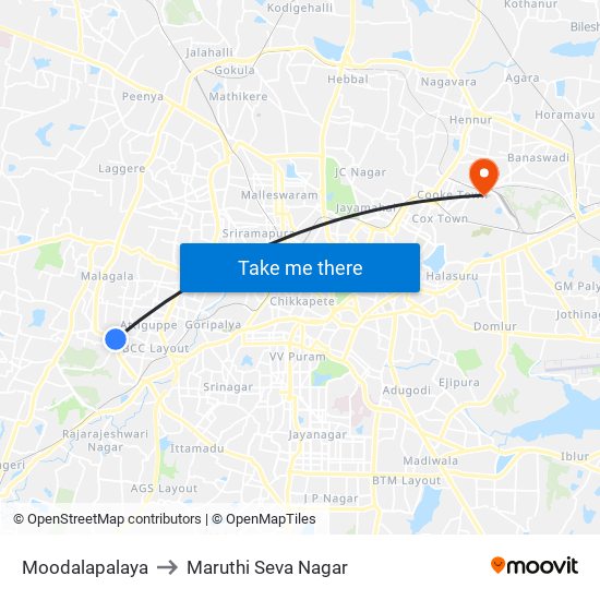 Moodalapalaya to Maruthi Seva Nagar map