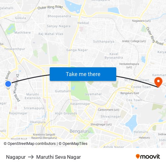 Nagapur to Maruthi Seva Nagar map