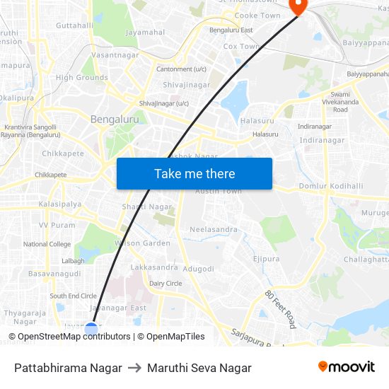 Pattabhirama Nagar to Maruthi Seva Nagar map