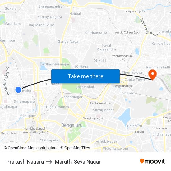 Prakash Nagara to Maruthi Seva Nagar map