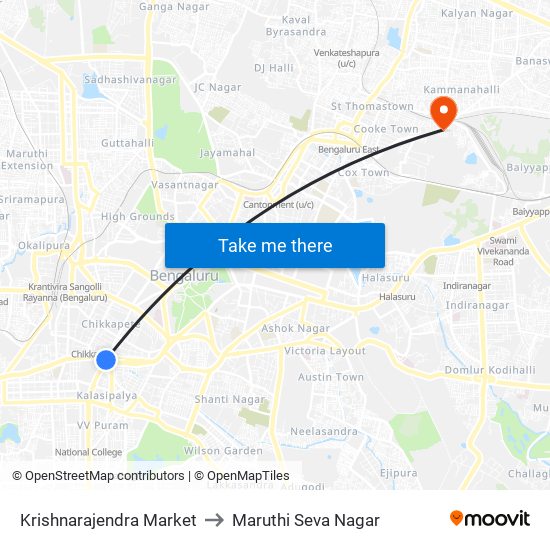 Krishnarajendra Market to Maruthi Seva Nagar map