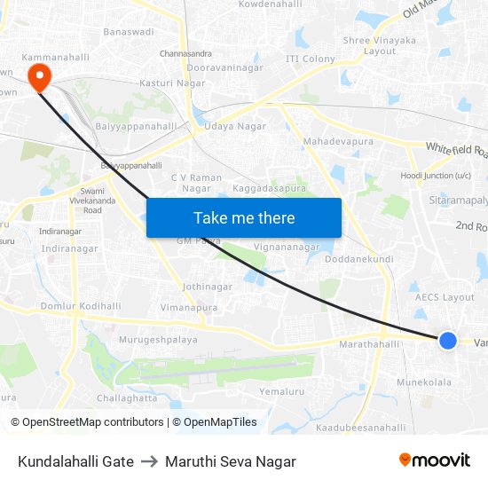 Kundalahalli Gate to Maruthi Seva Nagar map